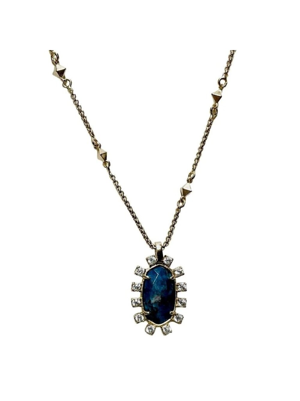 Brand New Women's Kendra Scott Aqua Blue Apatite Brett Pendant Necklace 28"L